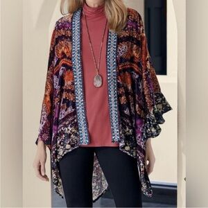 NWT One Size Soft Surroundings Nigella Velvet Ruana boho wrap